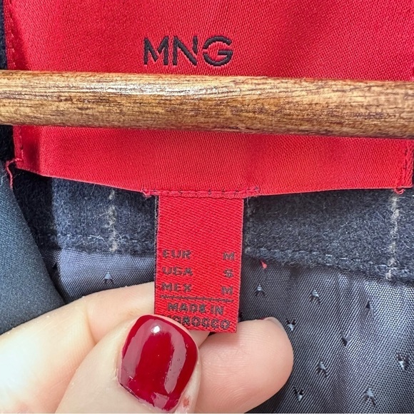 Mango Women's Navy Pinstripe Wool Blend Longline Coat Blogger Favorite Size S - Picture 4 of 9